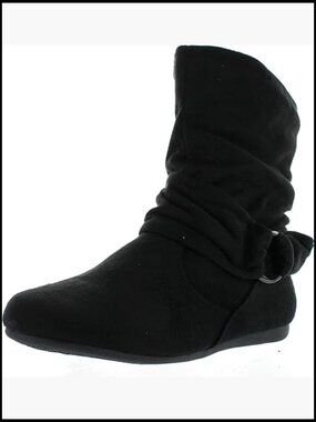 Slouchy Flat Ankle Boots Side Zipper Suede Mid Calf Comfortable Fashion Booties